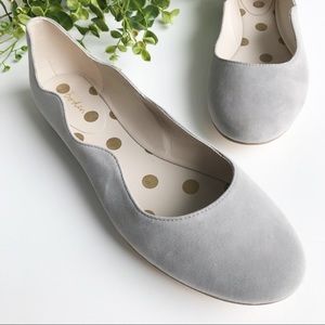 Boden Grey Scallop Edge Suede Ballet Flats  40/8.5